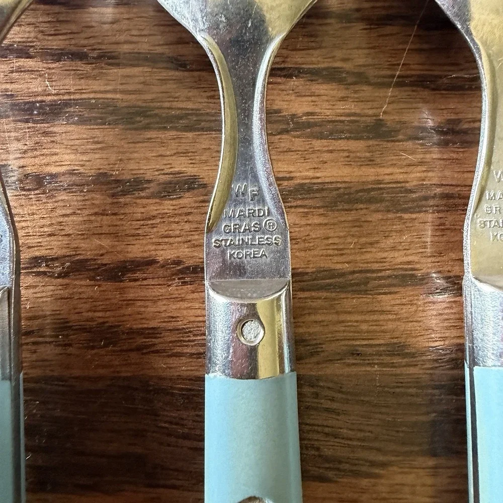 WF Washington Forge Mardi Gras Blue Stainless Steel Teaspoons Set Of 3